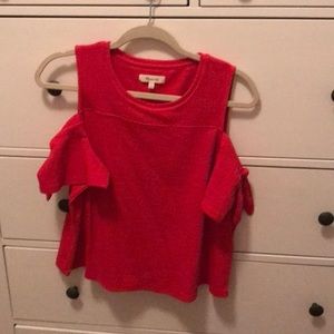 Bright red textured open sleeve top